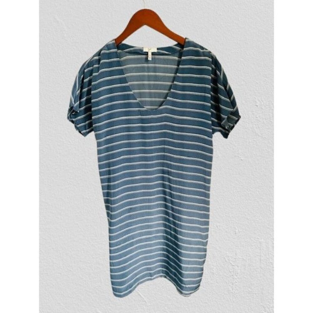 JOIE 100% Silk dress blue stripes v-neck Size XSmall